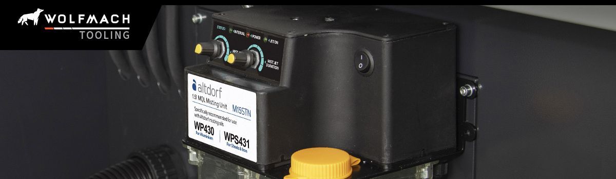 a misting unit on a bandsaw machine