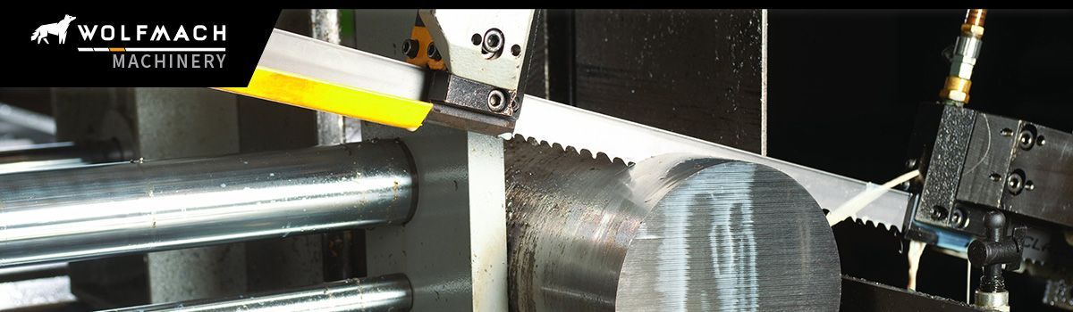 close-up of a bandsaw in action