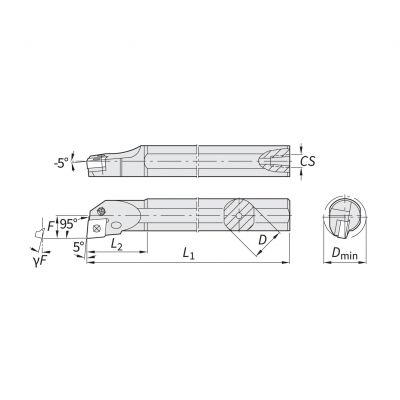 Boring Bar - C Type Insert 12 A-PCLN 95 Right 32mm