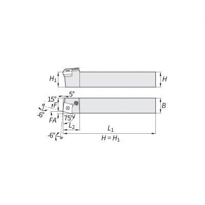 OD Turning Holder - C Type Insert 12 PCBN 75 Left 20 x 20