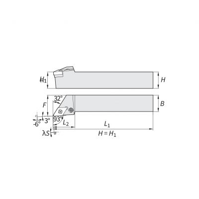 OD Turning Holder - D Type Insert 15 PDJN Left 32 x 32