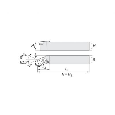 Turning Holder - D Type Insert 15 PDNN Left 25 x 25